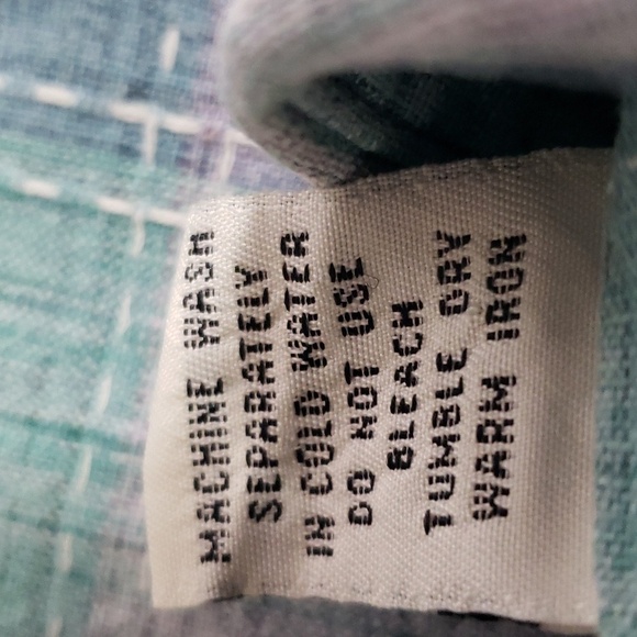 Keren Hart. Teal/Blue/Purple/Pink Plaid; Button up; Short Sleeve Top Size XL EUC - Picture 15 of 15